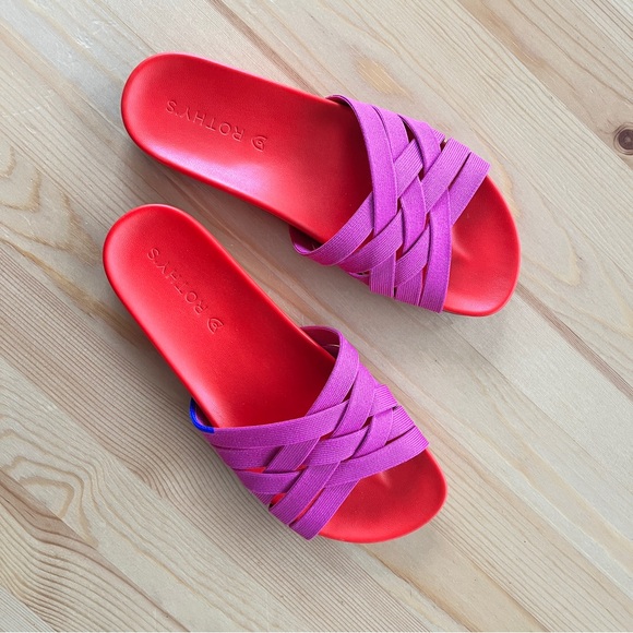 Rothy's Women's Red and Pink Slide Sandals - Picture 1 of 4